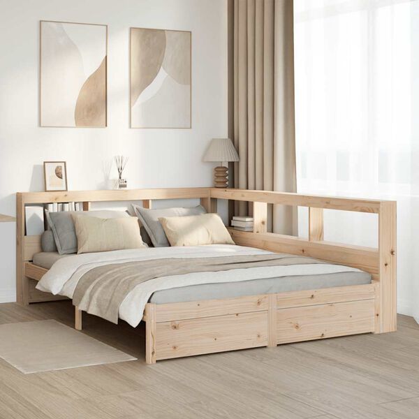 vidaXL Lit biblioth&egrave;que sans matelas 150x200 cm bois massif de pin