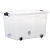 vidaXL Bo&icirc;tes de rangement et roues couvercles 2 pcs Transparent 100 L