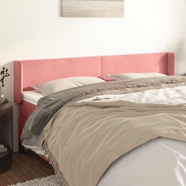 vidaXL T&ecirc;te de lit avec oreilles Rose 203x16x78/88 cm Velours
