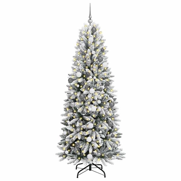 vidaXL Sapin de Noël artificiel avec 300 LED avec support Blanc 210 cm