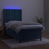 vidaXL Sommier à lattes de lit matelas et LED Bleu foncé 100x200 cm