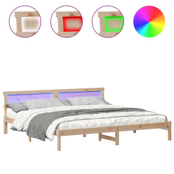 vidaXL Cadre de lit avec t&ecirc;te de lit Marron 180 x 200 cm Pin massif