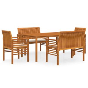 vidaXL Ensemble &agrave; manger d'ext&eacute;rieur 5 pcs et coussins Acacia solide