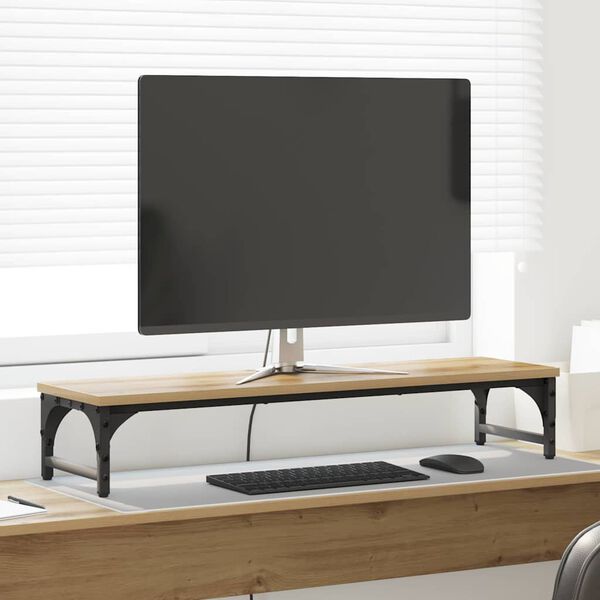 vidaXL Support de moniteur Ch&ecirc;ne artisanal 85 x 23 x 15,5 cm