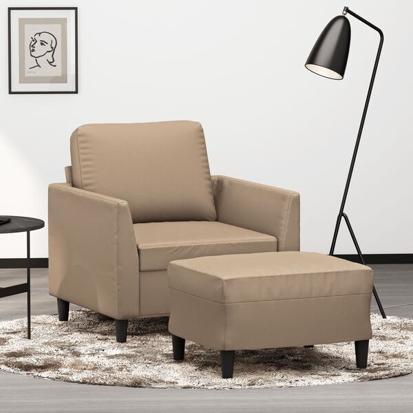 vidaXL Fauteuil avec repose-pied Cappuccino 60 cm Similicuir