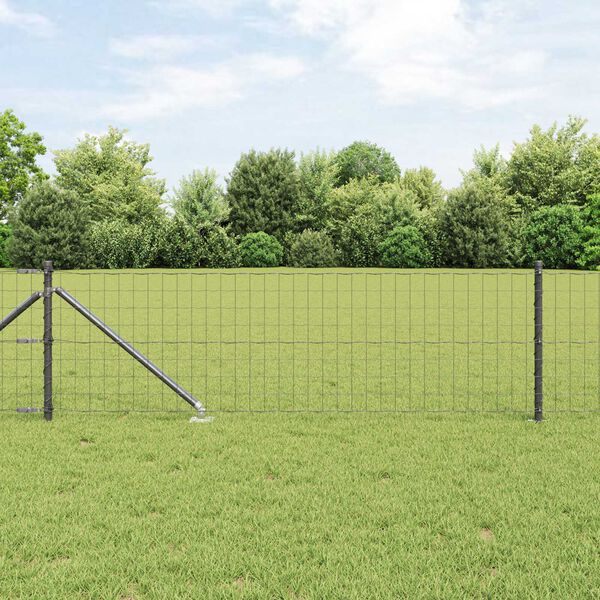 vidaXL Cl&ocirc;ture avec poteau Gris 0,6 x 25 m Acier et PVC