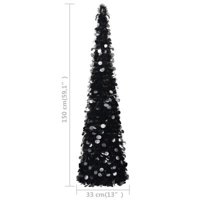 vidaXL Sapin de Noël artificiel escamotable Noir 150 cm PET