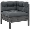 vidaXL Salon de jardin 3 pcs avec coussins Gris Bois de pin solide