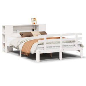 vidaXL Lit biblioth&egrave;que sans matelas blanc 140x200 cm bois pin massif