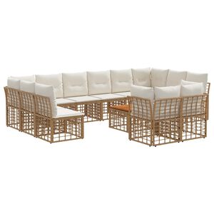 vidaXL Ensemble de canap&eacute;s d'ext&eacute;rieur 13 pc Blanc Naturel et Cr&egrave;me