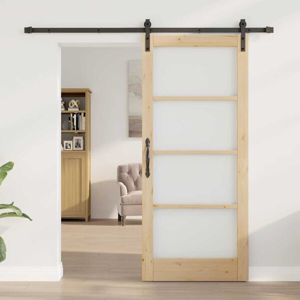 vidaXL Porte coulissante ORKDAL Naturel et Noir 86 x 198,5 cm