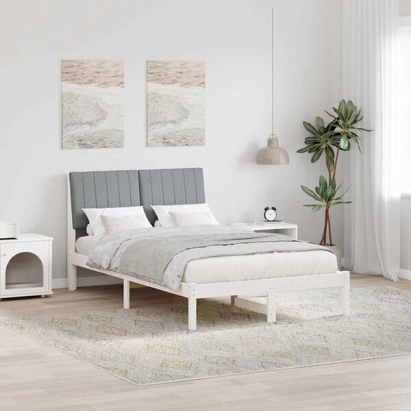 vidaXL Cadre de lit avec t&ecirc;te de lit Blanc 120 x 200 cm Pin massif