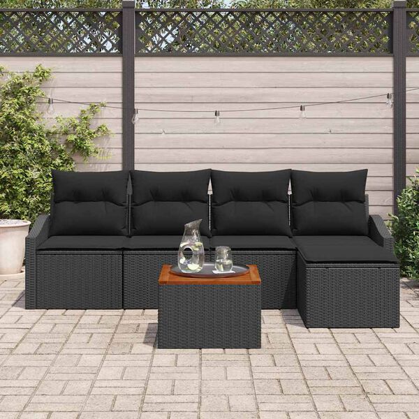 vidaXL Ensemble de canap&eacute; de jardin avec stockage 6 pcs Noir polyrotin
