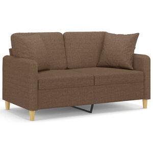 vidaXL Canap&eacute; 2 places avec oreillers d&eacute;coratifs marron 120 cm tissu