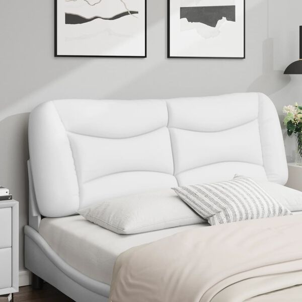 vidaXL Coussin de t&ecirc;te de lit Hvar blanc 120 cm similicuir