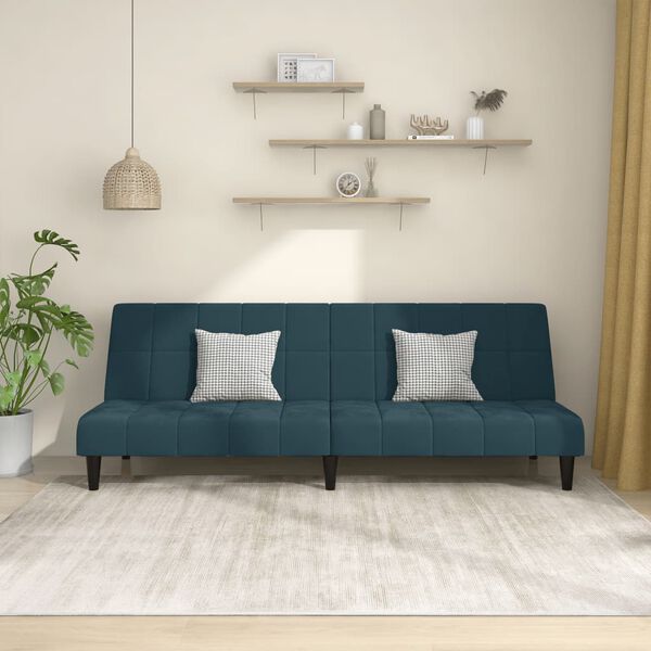 vidaXL Canap&eacute;-lit &agrave; 2 places Bleu Velours