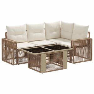 vidaXL Ensemble de canap&eacute; de jardin 5 pc Beige et blanc cr&egrave;me