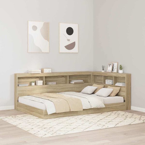 vidaXL T&ecirc;te de lit de rangement Ch&ecirc;ne Sonoma 207,5 x 137,5 x 76,5 cm