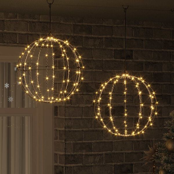 vidaXL Boule avec 192 LED 2 pcs Blanc chaud 40 x 40 x 43,5 cm M&eacute;tal