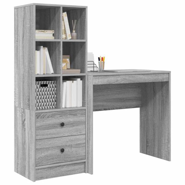 vidaXL Bureau avec tiroir 2 pcs Gris Sonoma