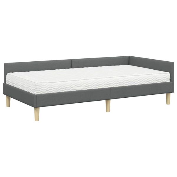 vidaXL Cadre de lit d'angle avec matelas Autre 2 pcs Gris tissu