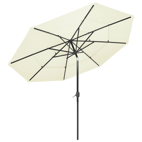 vidaXL Parasol de jardin &agrave; 3 niveaux avec m&acirc;t en aluminium sable 3 m