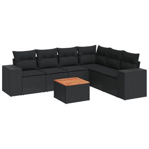 vidaXL Salon de jardin 7 pcs avec coussins noir r&eacute;sine tress&eacute;e