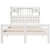vidaXL Lit biblioth&egrave;que sans matelas blanc 135x190 cm bois pin massif