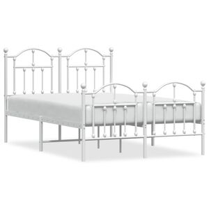 vidaXL Cadre de lit m&eacute;tal sans matelas et pied de lit blanc 120x200 cm