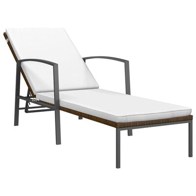 vidaXL Chaises longues lot de 2 avec table résine tressée marron