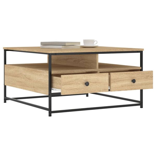 vidaXL Table basse chêne sonoma 80x80x45 cm bois d'ingénierie
