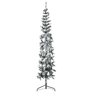 vidaXL Demi sapin de No&euml;l artificiel mince avec neige floqu&eacute;e 180 cm