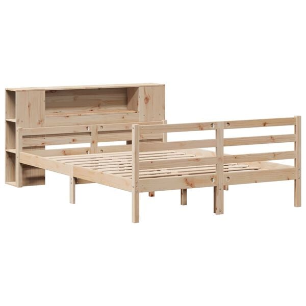 vidaXL Lit biblioth&egrave;que sans matelas 135x190 cm bois de pin massif