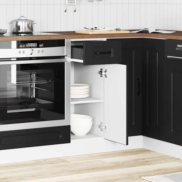 vidaXL Armoire de cuisine Kalmar noir bois d'ing&eacute;nierie