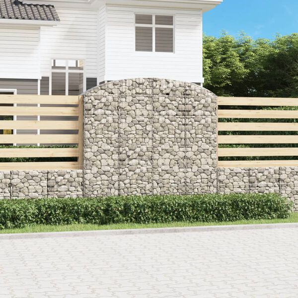 vidaXL Panier de gabions arqu&eacute; 200x50x180/200 cm Fer galvanis&eacute;