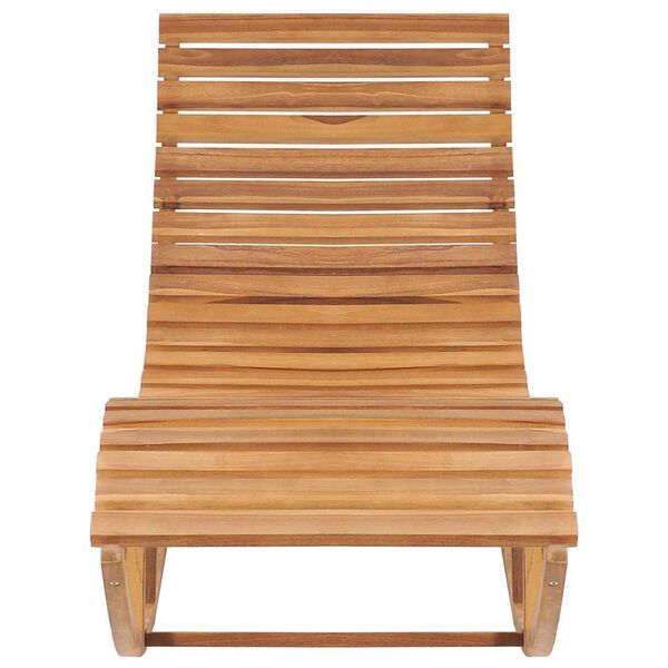 vidaXL Chaise longue &agrave; bascule avec coussin Bois de teck solide