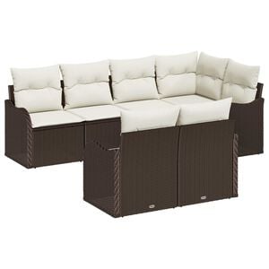 vidaXL Ensemble de canap&eacute; de jardin 7 pcs Marron Poly rotin