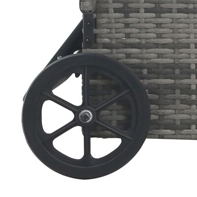 vidaXL Chaise longue avec roues Résine tressée Anthracite