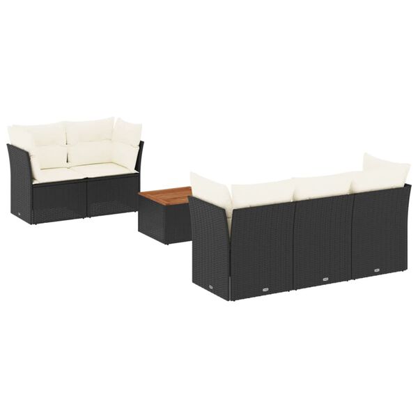 vidaXL Salon de jardin 6 pcs avec coussins noir r&eacute;sine tress&eacute;e