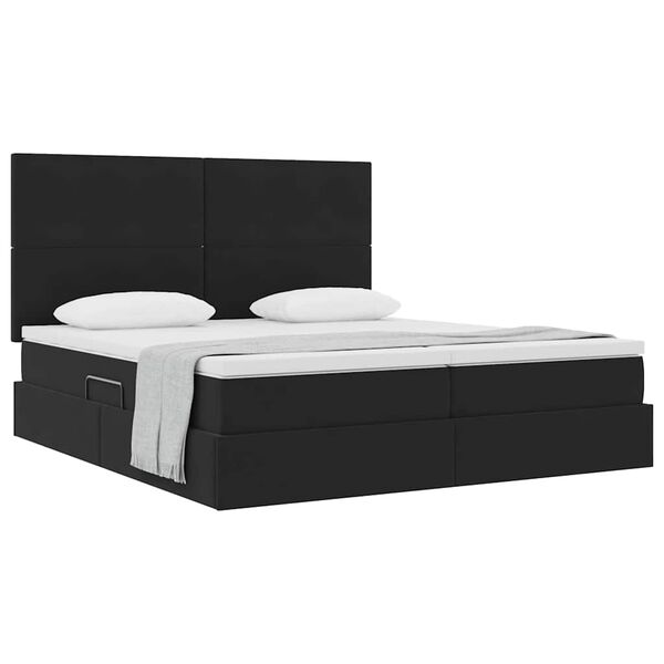 vidaXL Lit de Rangement avec matelas Noir 180 x 200 cm Velours
