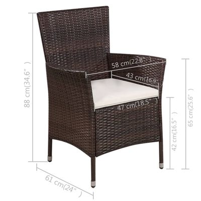 vidaXL Mobilier de bistro 3 pcs Résine tressée Marron