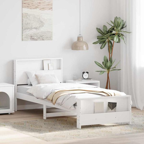 vidaXL Cadre de lit Blanc 75 x 190 cm Bois d'ing&eacute;nierie