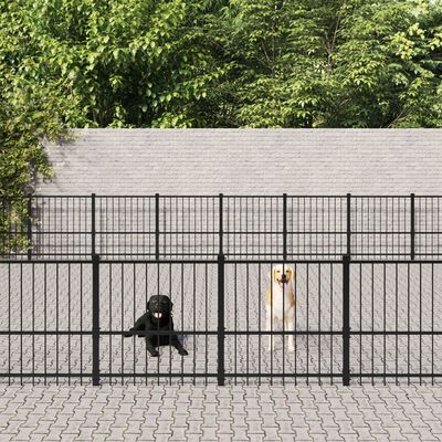 vidaXL Chenil d'extérieur pour chiens Acier 76,21 m²