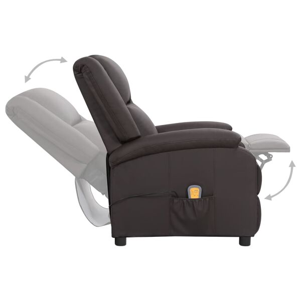 vidaXL Fauteuil de massage marron cuir v&eacute;ritable