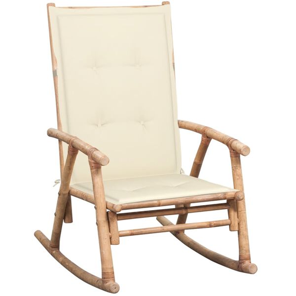 vidaXL Chaise &agrave; bascule avec coussin Bambou