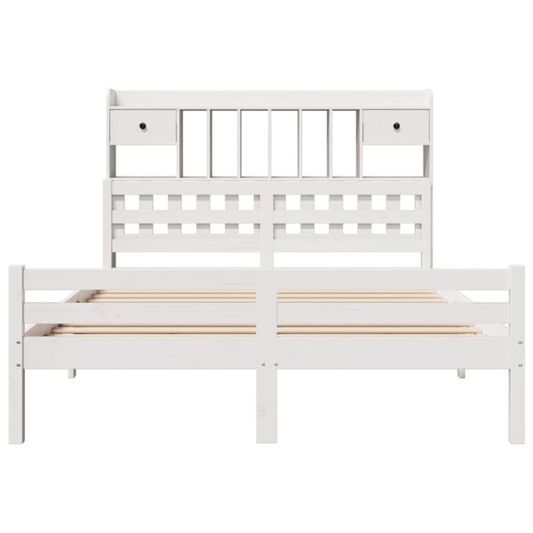 vidaXL Lit biblioth&egrave;que sans matelas blanc 150x200 cm bois pin massif