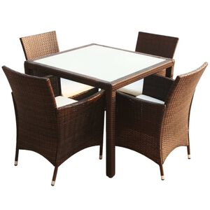vidaXL Ensemble &agrave; manger d'ext&eacute;rieur 5pcs avec coussins R&eacute;sine tress&eacute;e