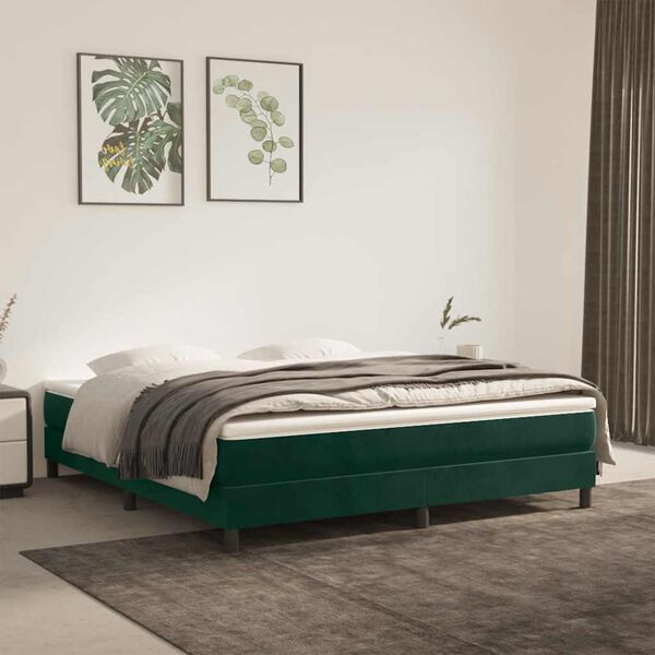 vidaXL Cadre de lit &agrave; lattes vert fonc&eacute; 160x200 cm velours