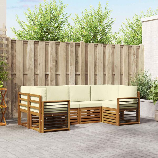 vidaXL Ensembles de canap&eacute;s avec coussin 6 pcs Naturel et Cr&egrave;me