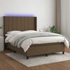 vidaXL Sommier &agrave; lattes de lit matelas et LED Marron fonc&eacute; 140x200 cm
